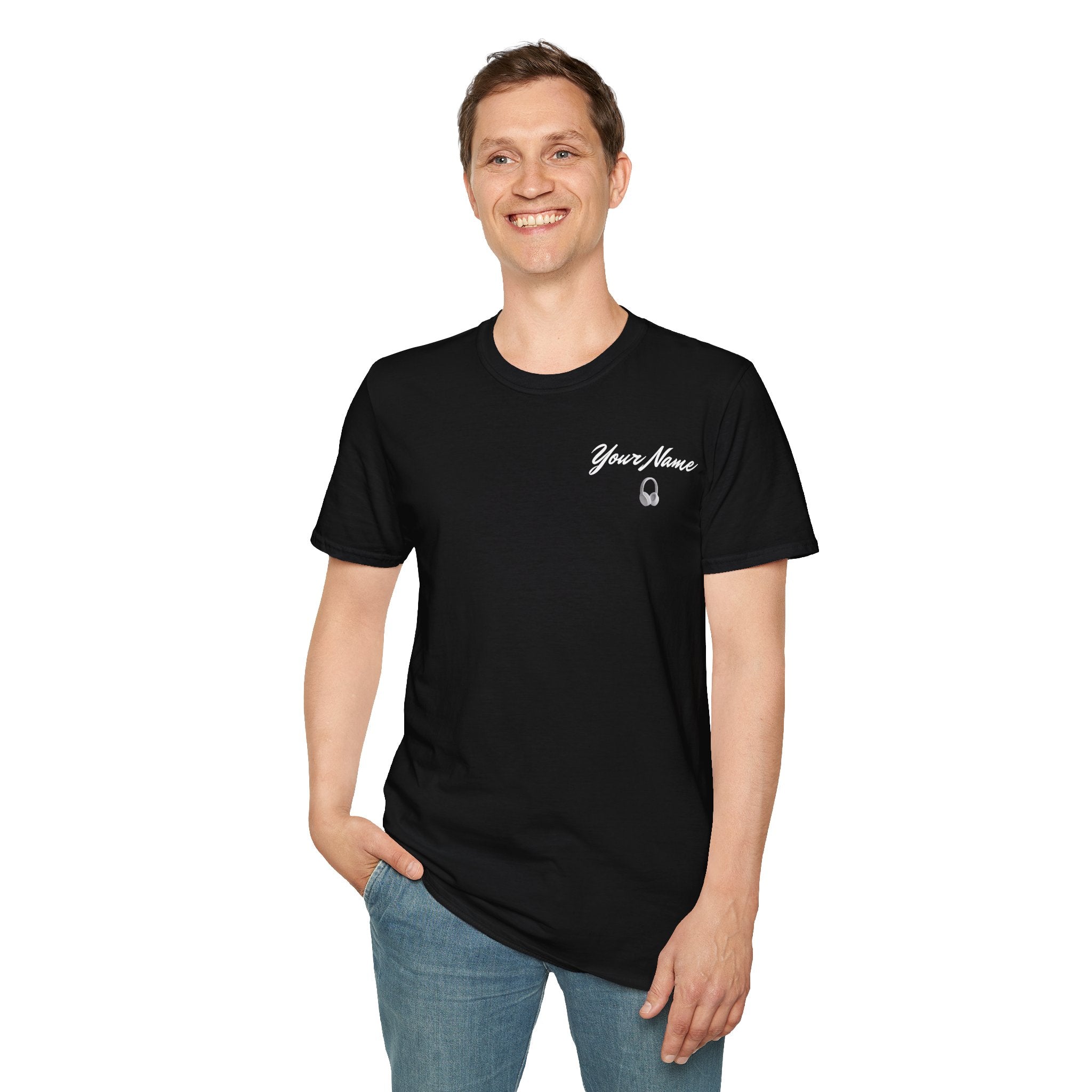 "DJ VAMP" 🎧Personalized Logo Tee – Bold, Loud, and Made to Move - QR